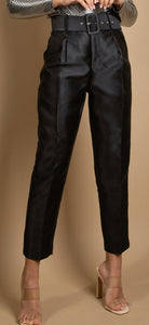Satin tailored trousers-Black