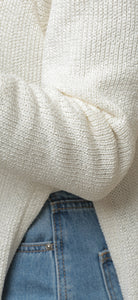 Mästore Knit Slit Dress-White shimmer