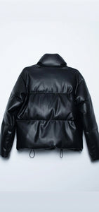 Faux leather puffer