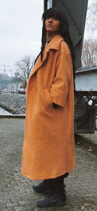 Oversized Longline Coat-Tangerine