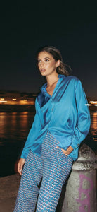 P.I Mästore Satin Shirt-Sky