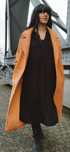 Oversized Longline Coat-Tangerine