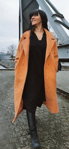 Oversized Longline Coat-Tangerine