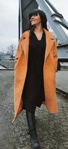 Oversized Longline Coat-Tangerine