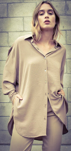 P.I Oversized Jazz Shirt-Beige (Size M)