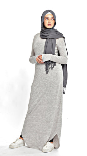 Mästore Rounded Maxi Dress-Heather Grey