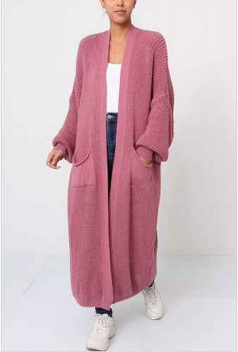 Longline cardigan-Framboise