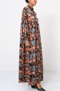 Puff sleeve maxi dress-Print